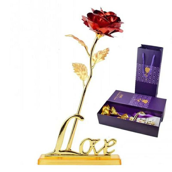 24k Gold Plated Rose With Love Holder Box Gift