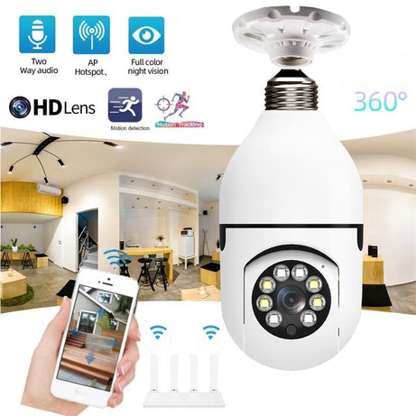 Light Bulb Wi-Fi Security Camera with 1080P HD Quality and Full-Color Night Vision for Monitor Your Home and Office every time