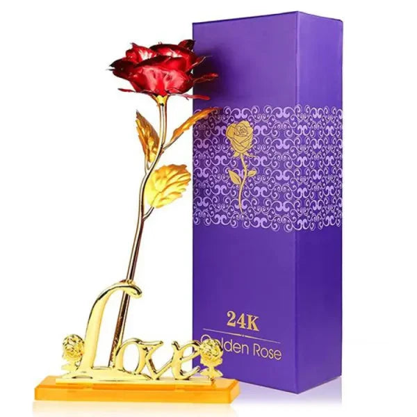 24k Gold Plated Rose With Love Holder Box Gift